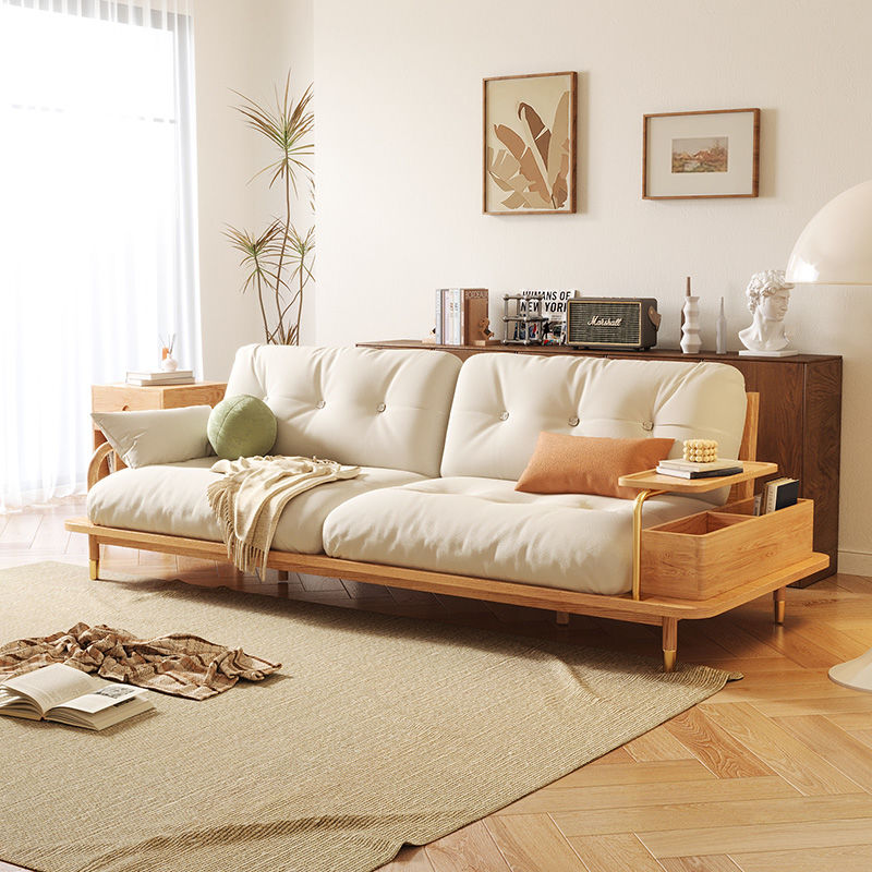 日式沙發小戶型實木腳客廳簡約現代儲物科技布三人位北歐邊幾沙發