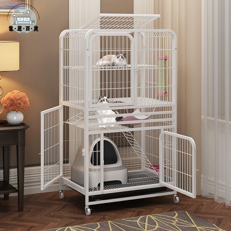 臺灣公司 免運 貓籠 狗窩 貓別墅 狗籠 狗屋 貓籠家用貓別墅超大貓舍貓咪籠子室內帶廁所大號寵物特價貓窩房子工廠現貨直銷 售後保障 店長推薦 全館九折 5m107