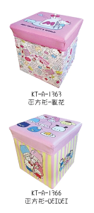 大賀屋 三麗鷗 HELLO KITTY KT 凱蒂貓 正方形 可摺疊 收納箱 正版 授權 T00070105 T00070108