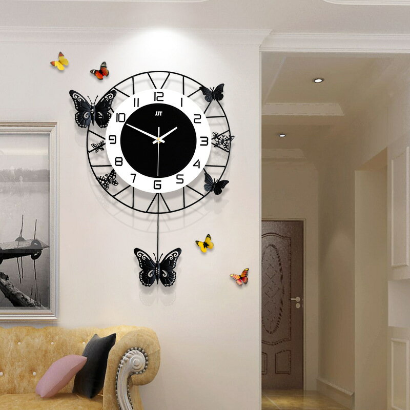 時尚簡約鐘表歐式客廳掛鐘創意家居裝飾靜音時鐘藝術個性石英壁鐘