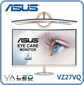 ASUS 華碩 VZ27VQ 27型 VA面板 曲面顯示器/ 內建喇叭 / 低藍光+不閃屏 / 三年保
