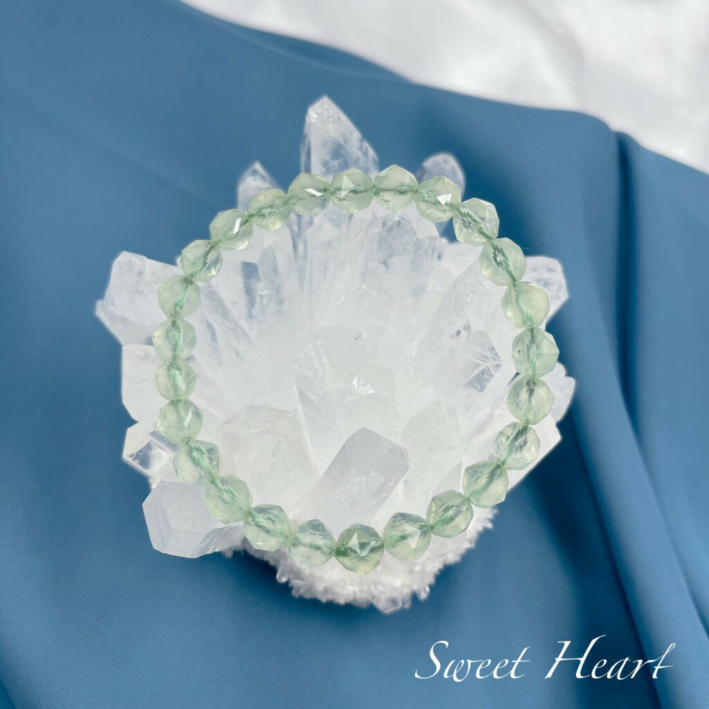 Sweet Heart 田芯好物精選 💯現貨 財富寶石 天然 葡萄石 手鍊 多角切割對應心輪 平和 氣場 明晰 思維 6