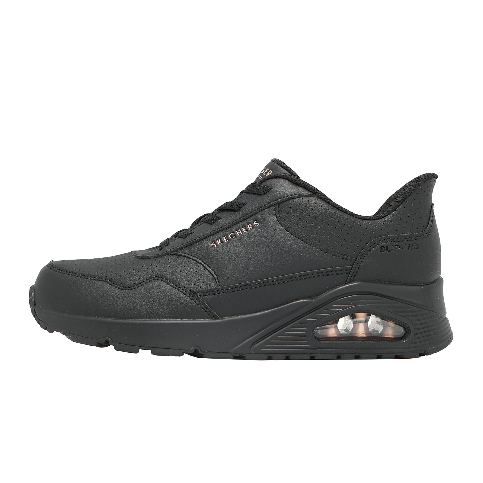 Skechers 休閒鞋 Uno Slip-Ins 寬楦 黑 女鞋 氣墊 運動鞋 瞬穿科技 177118WBBK