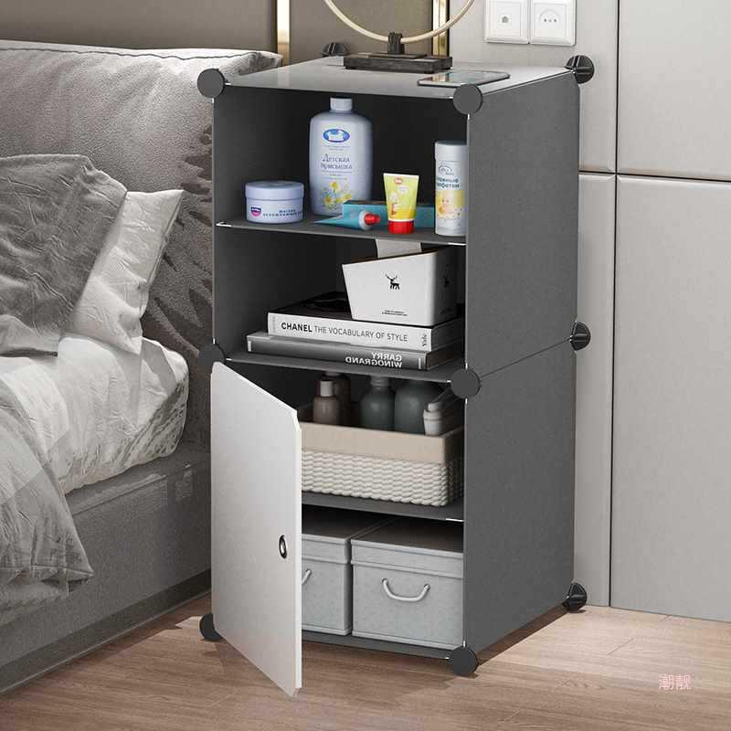 床頭櫃 床頭櫃迷你小型置物架出租房收納小櫃子床邊多功能儲物櫃簡約現代-快速出貨