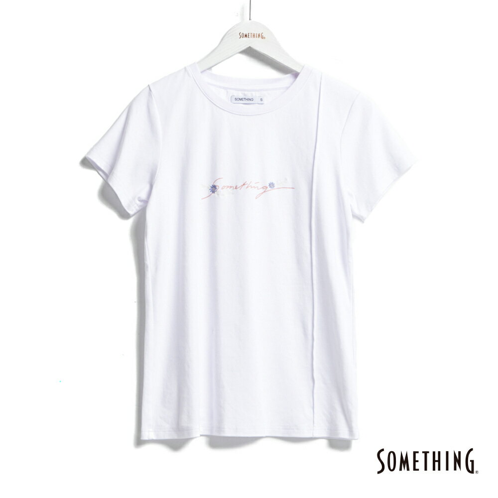 SOMETHING 基本繡花LOGO短袖T恤-女款 白色 #暖身慶