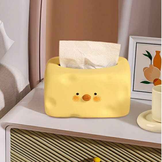 奶酪可愛鴨創意陶瓷紙巾盒 餐桌衛生紙盒 茶幾擺件 家用衛生紙盒 北歐家居裝飾品