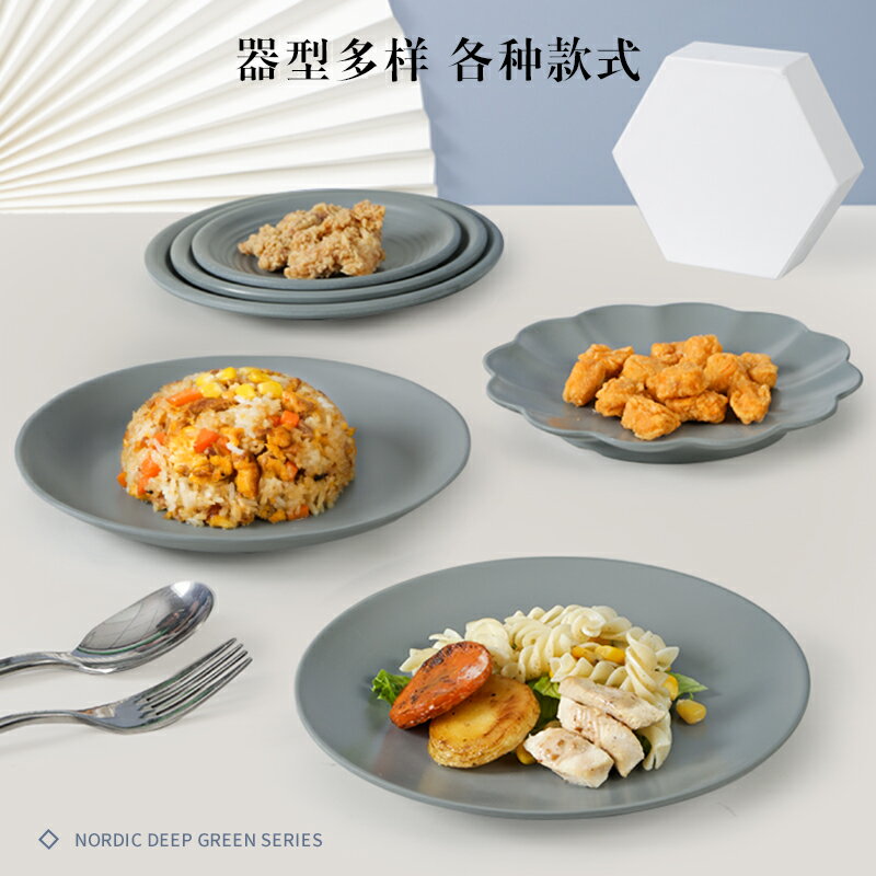 北歐ins風密胺商用餐具圓形創意餐廳壽司涼菜盤子仿瓷自助快餐盤