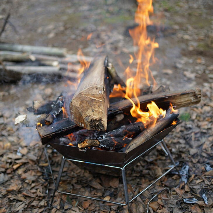 柴火爐戶外野營燒烤爐六角焚火颱折疊便攜式烤肉架