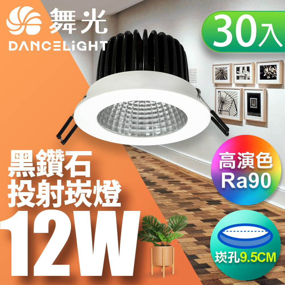 【DanceLight 舞光】30入組 12W黑鑽石 9.5CM崁孔  燈體可調角度 LED崁燈 投射燈  2年保固(LED-25132DR1/LED-25132WR1/LED-25132NR1)【領券滿額再折千9/30止】