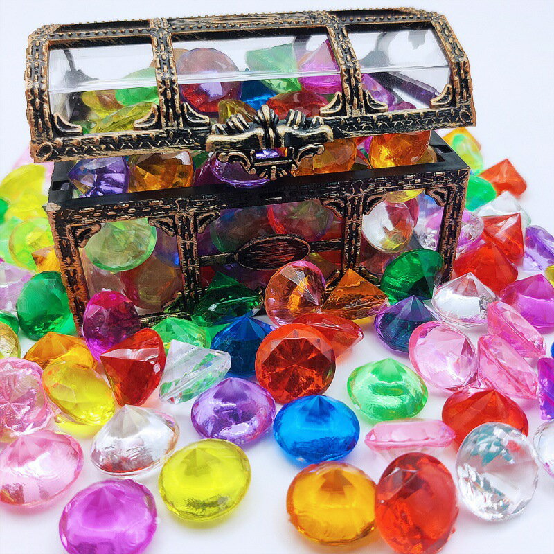 兒童寶石玩具女孩手工diy鉆石水晶七彩寶箱串珠項鏈
