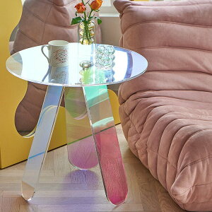 邊桌 網紅炫彩茶幾北歐亞克力透明邊幾客廳沙發角幾彩虹神仙桌子