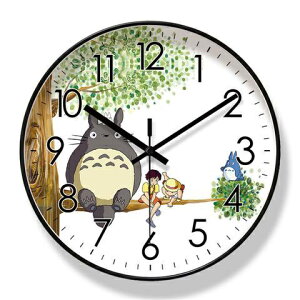 12英寸龍貓鐘錶掛鐘客廳靜音鍾掛牆卡通早教家用時鐘掛錶靜音時鐘