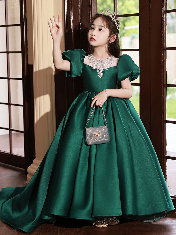 兒童禮服女童公主裙小女孩生日宴會花童婚禮主持人走秀鋼琴演出服