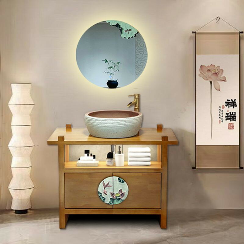 免運附發票 公司貨 快速出貨 中式中古國風仿復古浴室櫃組合洗漱臺衛生間實木洗手盆櫃衛浴落地  PPP1041