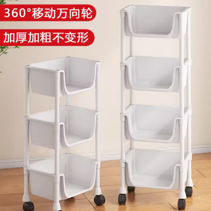 廚房置物架落地多層可移動家用小推車多功能收納架蔬菜籃儲物架子