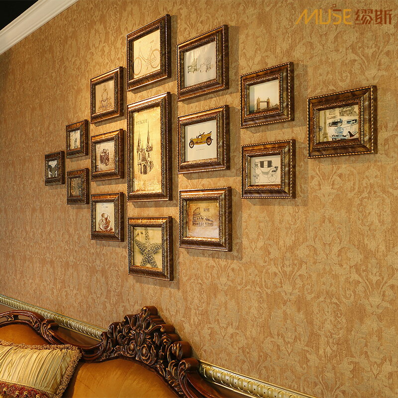 歐式復古照片墻客廳裝飾相框掛墻組合創意個性掛墻美式古典免打孔