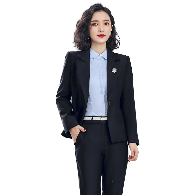 全家免運 商務套裝首選 流行韓版修身顯瘦  黑色 西裝套褲   制服訂做