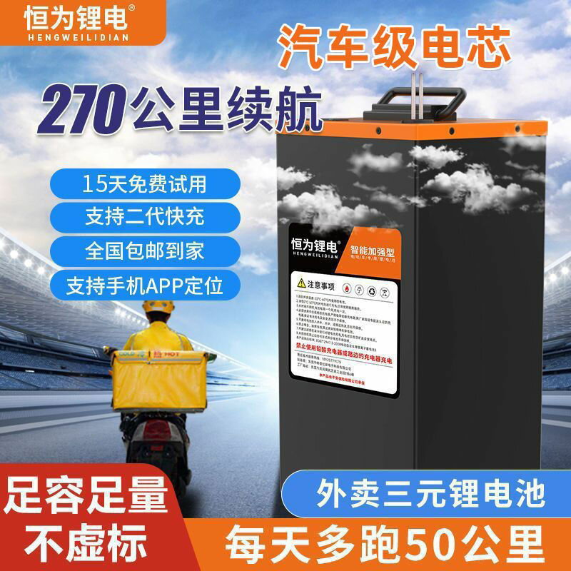 【9954人收藏】009電動車60V三元鋰電池72V電瓶愛瑪深遠A7A8外賣48V專用大容量-創美