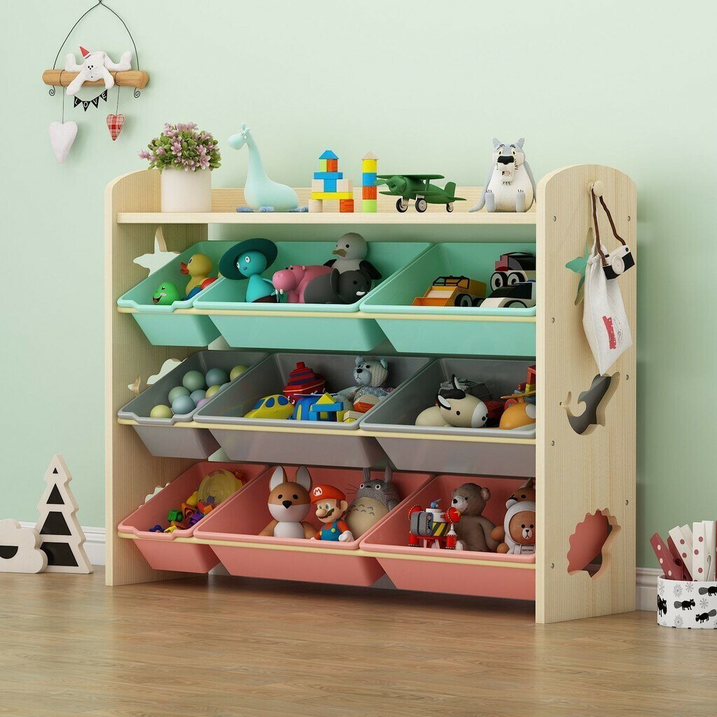 實木兒童玩具收納架幼兒園置物架多層整理架儲物櫃寶寶書架繪本架