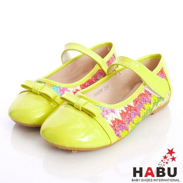 ★HABU哈布專櫃童鞋-異材質公主娃娃鞋HA08-YL黃(中小童段)