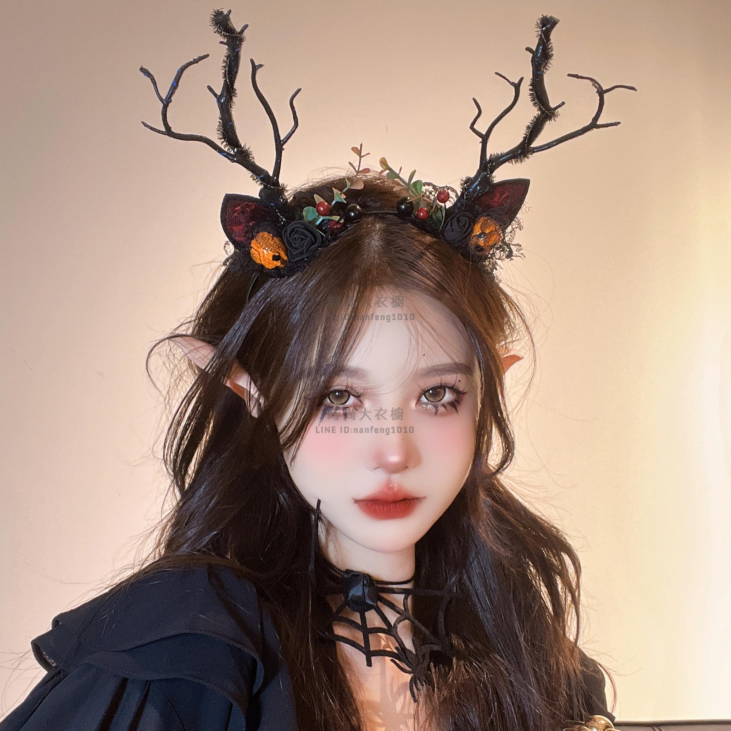 黑色樹枝萬聖節發飾搗蛋搞怪cos蜘蛛玫瑰花發卡裝飾品發飾頭箍女【時尚大衣櫥】