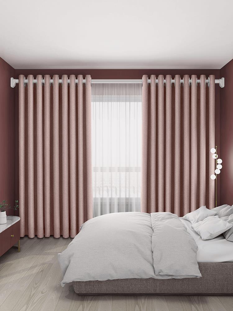 臥室少女窗簾免打孔安裝桿一整套兒童房遮光遮陽2022新款客廳隔音