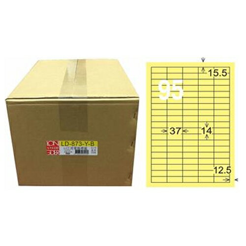 【龍德】A4三用電腦標籤 14x37mm 淺黃色1000入 / 箱 LD-873-Y-B