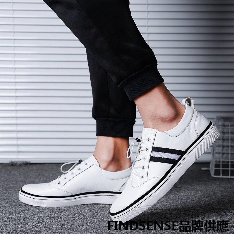 FINDSENSE品牌 四季款 新款 日本 男 高品質 簡約 真皮 文藝 板鞋 休閒 舒適透氣 輕便運動鞋 潮流鞋子
