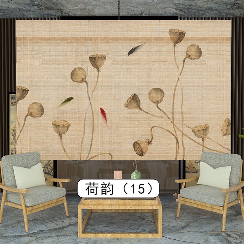 免運 可開票 超低價 定製印花竹窗簾卷簾門簾隔斷中日式復古禪意升降茶室家用陽臺遮光 快速發貨