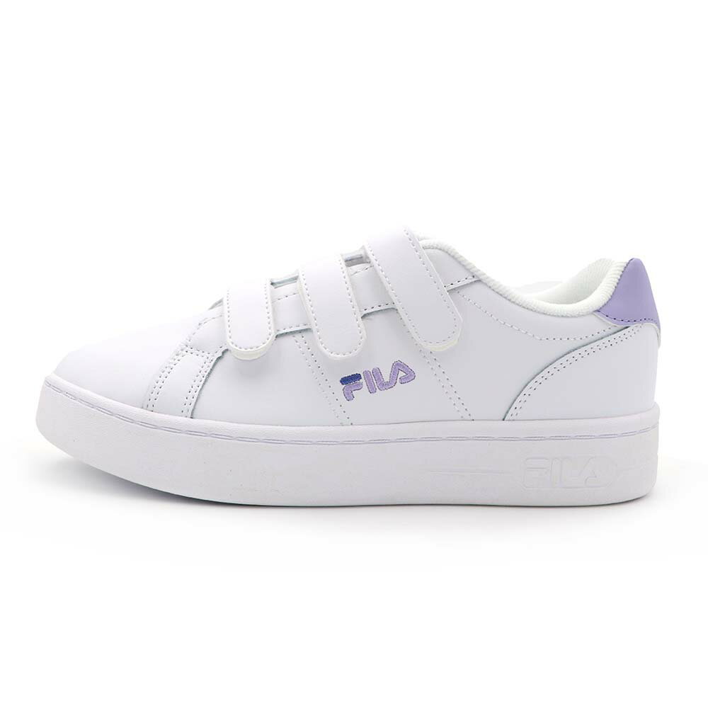 【全館滿額折】 Fila 白/粉紫 百搭 皮質 厚底 厚底 魔鬼氈 休閒鞋 女款 J1896【新竹皇家4-C302X-119】