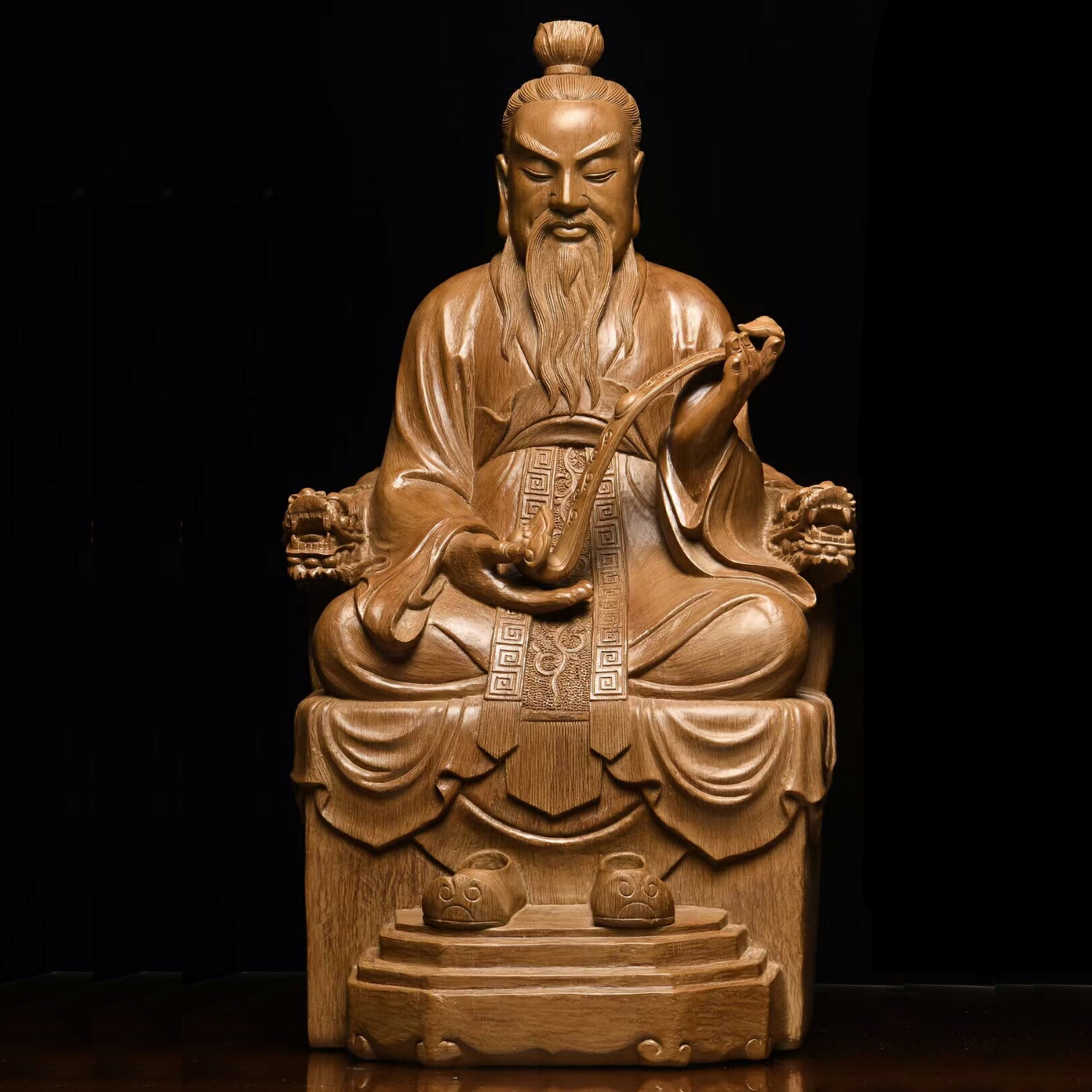 沉香三清祖師神像佛像道家木雕擺件玉清上清太清元始道德靈寶天尊| 協貿