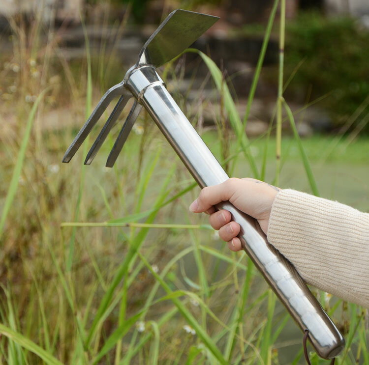 全不銹鋼小鋤頭農具種菜種花工具農用翻地釣魚除草園藝鋤頭耙鎬鋤