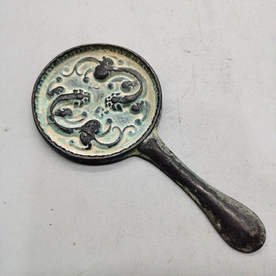 古玩銅器雜項收藏老銅器仿古老黃銅青銅綠銹瑞獸銅鏡老物件古董