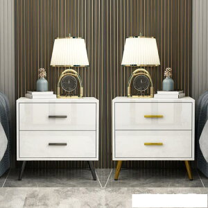 床頭櫃現代簡約輕奢網紅北歐風ins烤漆白色臥室小型收納床邊櫃 雙十一購物節