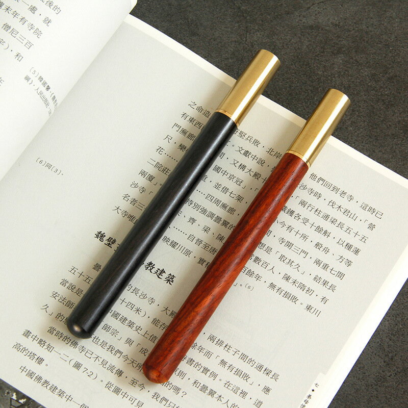 實木檀木黃銅商務中性筆紅木簽字筆男復古刻字畢業禮品送同學老師