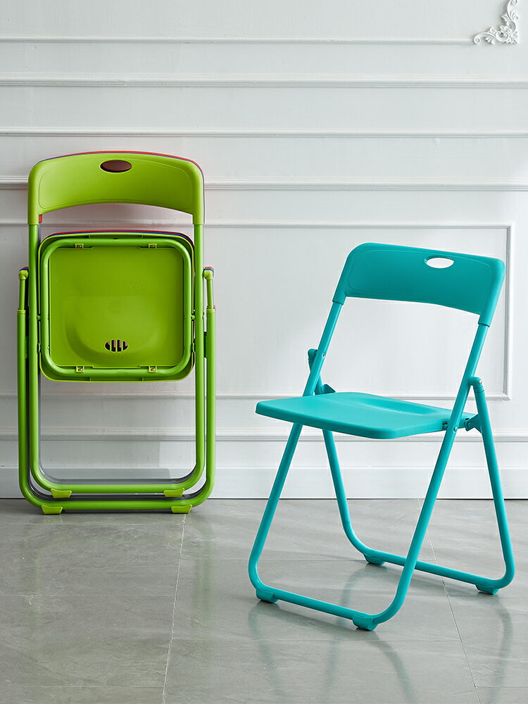 加厚塑料折疊椅子家用靠背椅宿舍可疊放簡約現代白色椅子