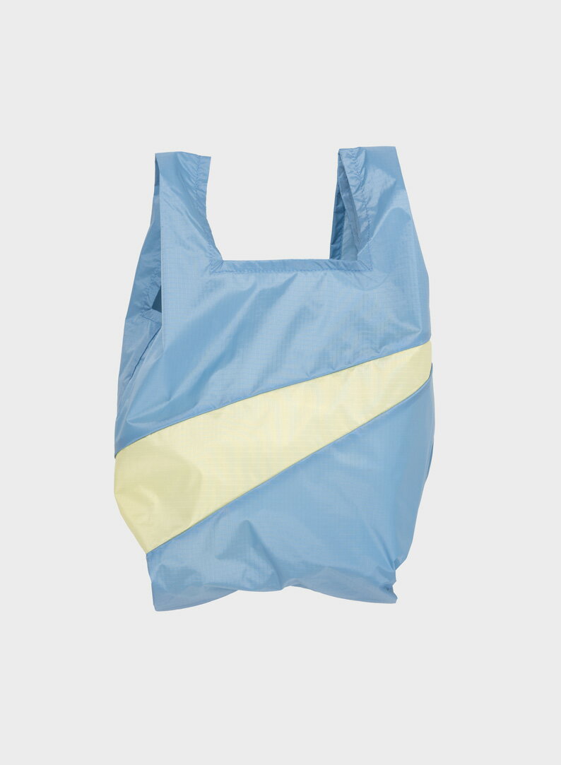 荷蘭 Susan Bijl 防潑水超輕量購物袋 #Ｍ (自由藍/檸檬黃)