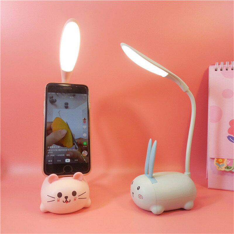 【免運】學習燈USB護眼臺燈 LED折疊充電學習燈 卡通動物兒童夜燈床頭燈開學禮物