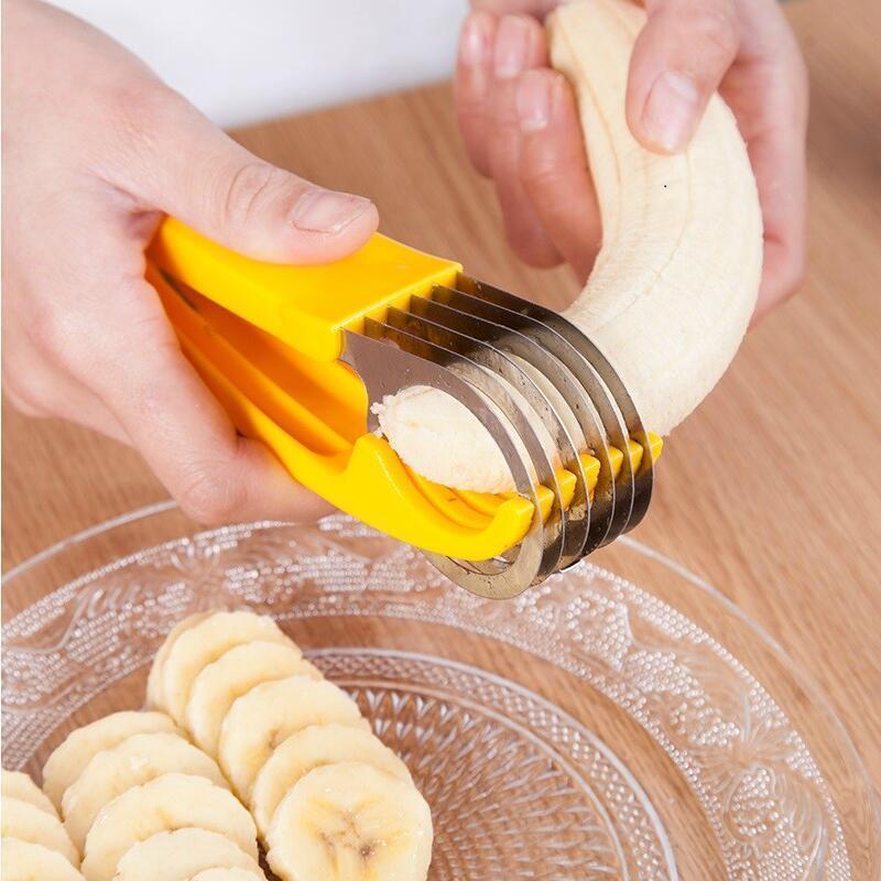 不銹鋼香蕉切片器香蕉水果分割器火腿腸切割水果刀廚房小工具