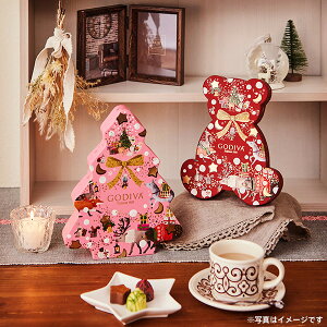 日本限定2023限量版 GODIVA 粉紅燙金聖誕樹巧克力禮盒１０入款派對情人節交換禮物－珍藏版１