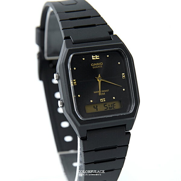 CASIO卡西歐 方型黑金雙顯手錶 有保固 柒彩年代【NEC127】原廠公司貨