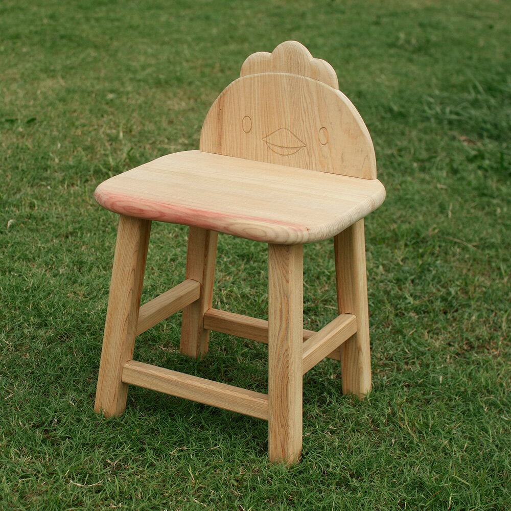 可愛動物無垢檜木兒童椅 (小雞) (送兒童餐具)