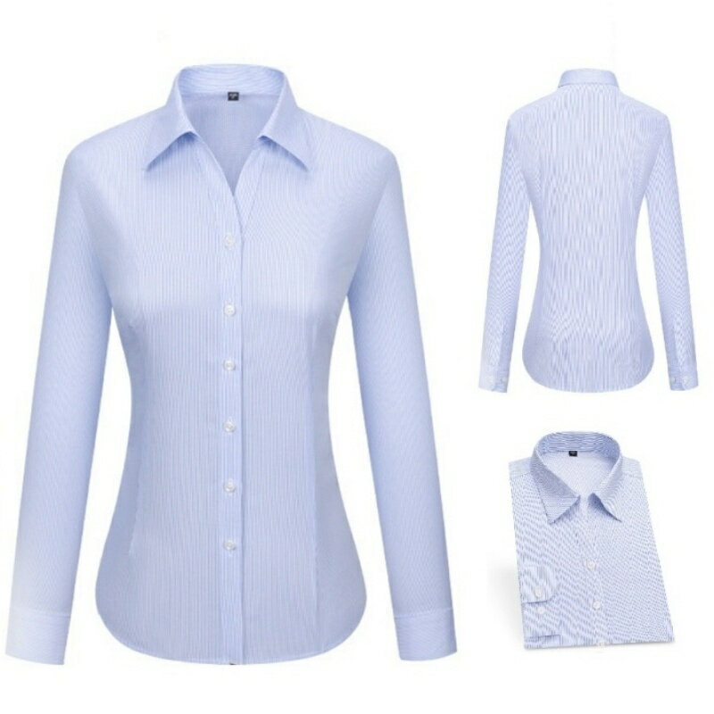 現貨+預購 女長袖襯衫高級白襯衫西裝外套休閒女上衣-休閒通勤純棉V字領女裝74lb55【獨家進口】【米蘭精品】