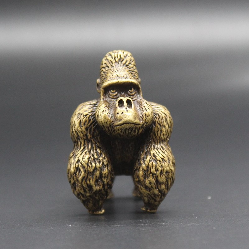 抖音同款網紅黃銅擺件大猩猩金剛擺飾茶寵主播直播間裝飾品送禮物