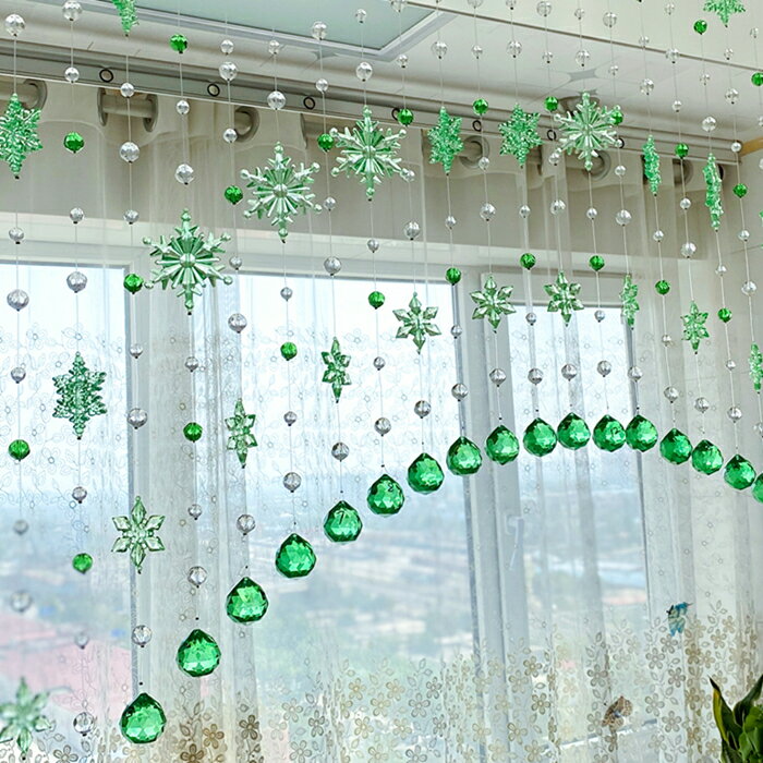 珠簾 風水門簾 門簾 輕奢現代雪花水晶珠簾風水衛生間門簾客廳玄關隔斷簾北歐裝飾掛簾『cyd20140』 6