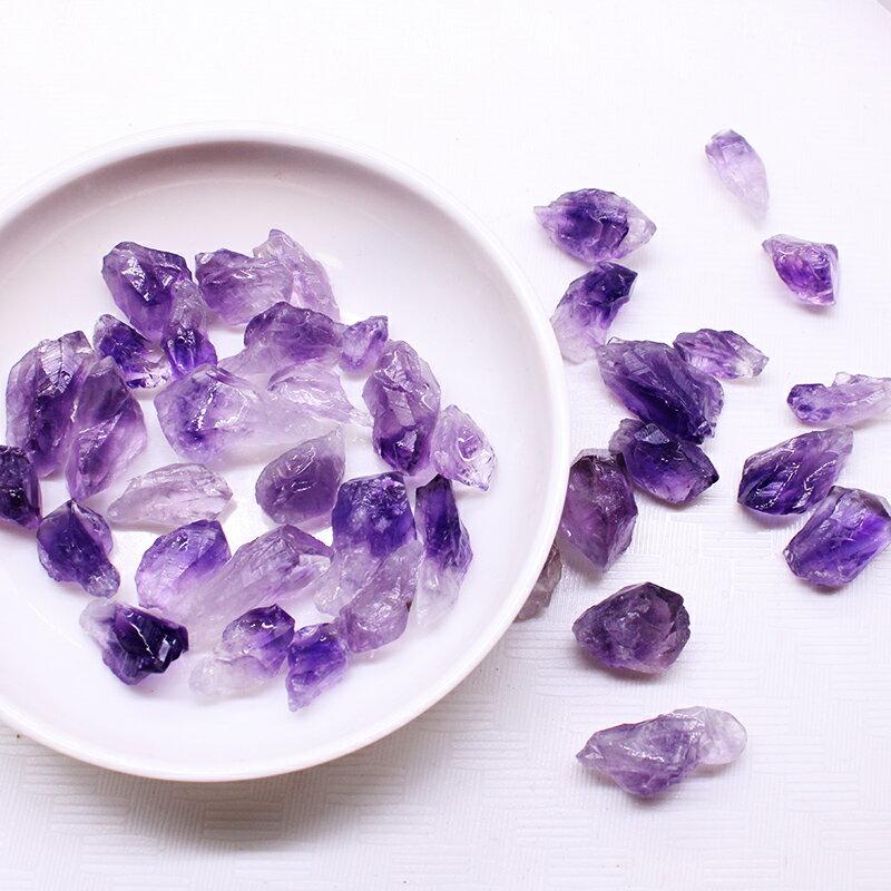 如鴻天然紫水晶原石擺件晶洞晶牙礦小號魚缸裝飾造景石頭