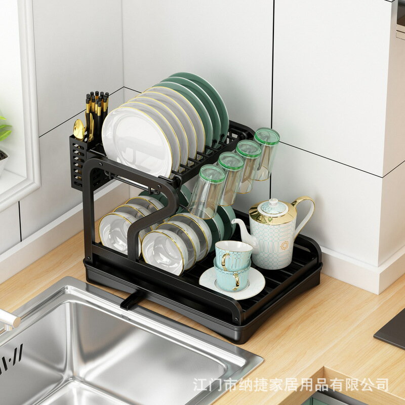 廚房瀝水碗架碗筷架碗柜置物架瀝碗架瀝水架雙層架碗碟餐具收納架