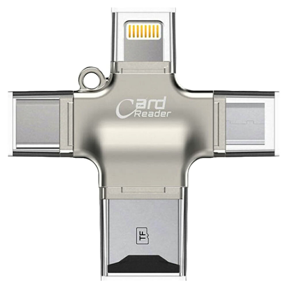 IS-OT1S 鋁合金多功能四合一讀卡機 MicroUSB/Lightning/TF