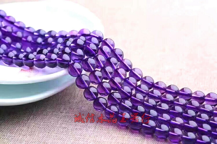 DIY手工配件材料/天然紫水晶半成品串珠圓珠散珠子飾品1入