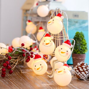 圣誕節彩燈閃燈串燈老人雪人LED燈串房間布置圣誕樹裝飾燈創意